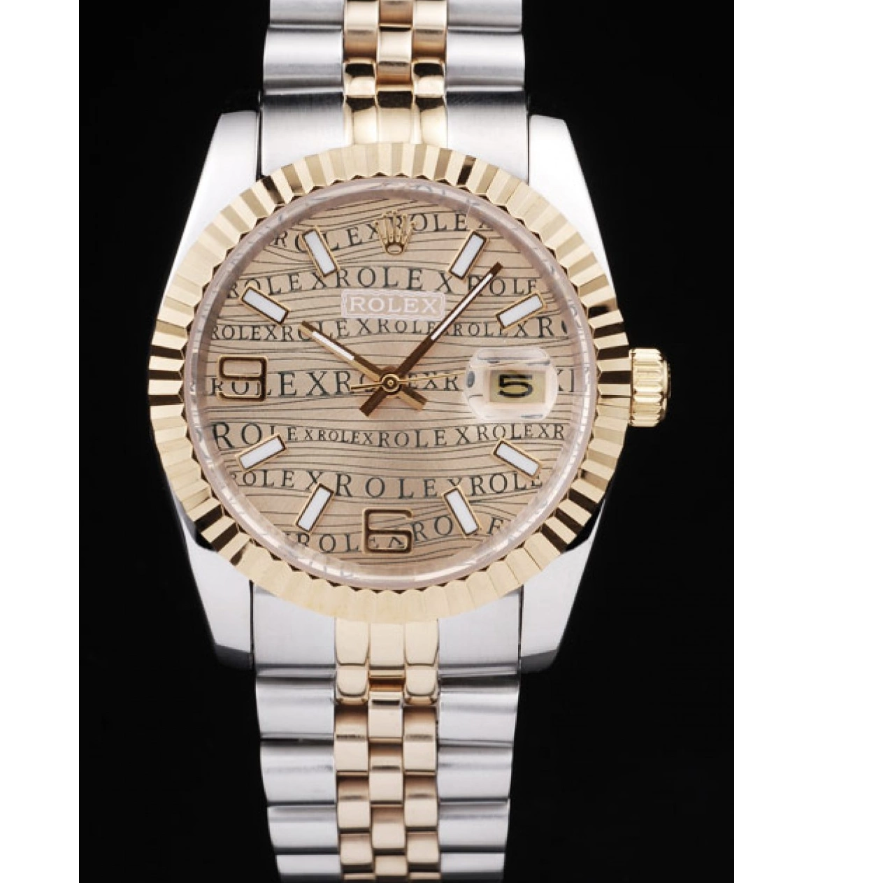Aaa replica watch Rolex Stainless PlatedGold DateJust Dial Tone Two 18k Gold Steel 0728